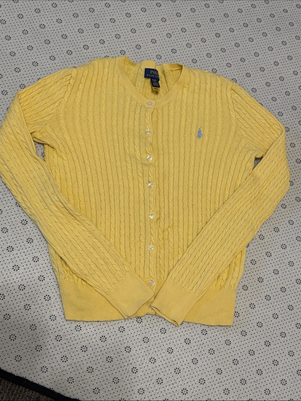 Polo by Ralph Lauren Pastel Yellow Cable Knit Cardigan
